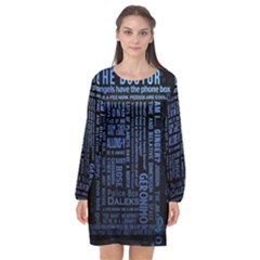 Doctor Who Tardis Long Sleeve Chiffon Shift Dress  by Cendanart