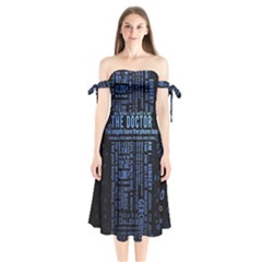 Doctor Who Tardis Shoulder Tie Bardot Midi Dress by Cendanart