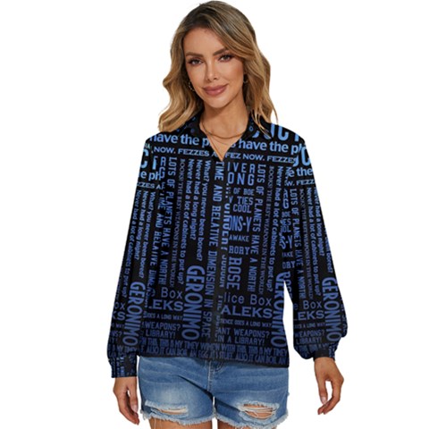 Doctor Who Tardis Women s Long Sleeve Button Up Shirt by Cendanart