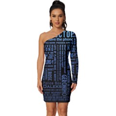 Doctor Who Tardis Long Sleeve One Shoulder Mini Dress by Cendanart