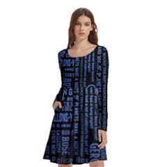 Doctor Who Tardis Long Sleeve Knee Length Skater Dress With Pockets by Cendanart