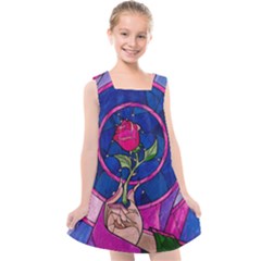 Enchanted Rose Stained Glass Kids  Cross Back Dress by Cendanart