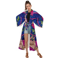 Enchanted Rose Stained Glass Maxi Kimono by Cendanart