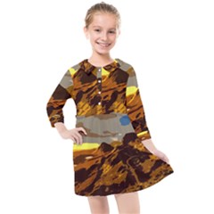 Scotland Monti Mountains Mountain Kids  Quarter Sleeve Shirt Dress by Cendanart