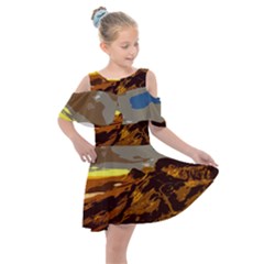 Scotland Monti Mountains Mountain Kids  Shoulder Cutout Chiffon Dress by Cendanart