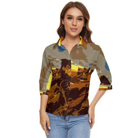 Scotland Monti Mountains Mountain Women s Quarter Sleeve Pocket Shirt by Cendanart