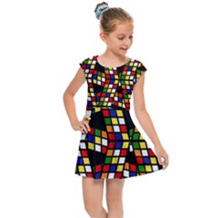 Graphic Pattern Rubiks Cube Kids  Cap Sleeve Dress by Cendanart