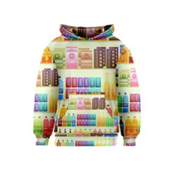 Supermarket Shelf Products Snacks Kids  Pullover Hoodie by Cendanart