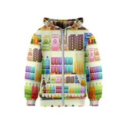 Supermarket Shelf Products Snacks Kids  Zipper Hoodie by Cendanart