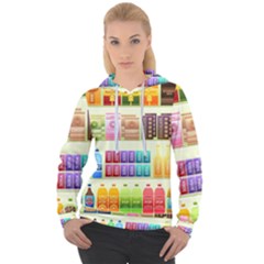 Supermarket Shelf Products Snacks Women s Overhead Hoodie by Cendanart