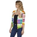 Supermarket Shelf Products Snacks Women s Draped Front 3/4 Sleeve Shawl Collar Jacket View2