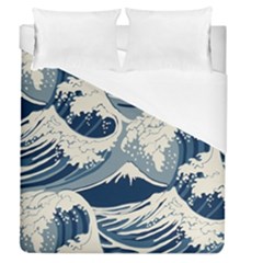 Japanese Wave Pattern Duvet Cover (queen Size) by Cendanart