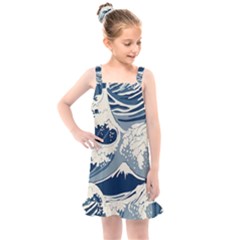 Japanese Wave Pattern Kids  Overall Dress by Cendanart