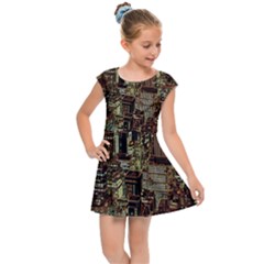 Photo New York City Skyscrapers Kids  Cap Sleeve Dress by Cendanart