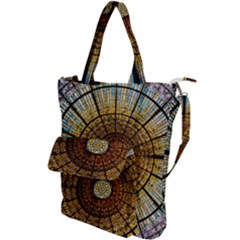 Barcelona Glass Window Stained Glass Shoulder Tote Bag by Cendanart