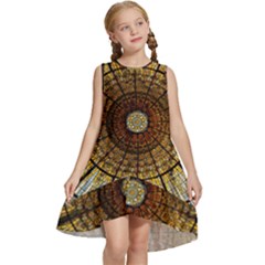 Barcelona Glass Window Stained Glass Kids  Frill Swing Dress by Cendanart