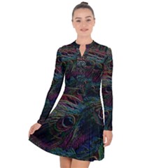 Peacock Feather Paradise Long Sleeve Panel Dress by Cendanart