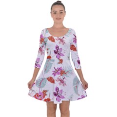 Flawer Quarter Sleeve Skater Dress by saad11