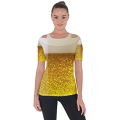 Light Beer Texture Foam Drink In A Glass Shoulder Cut Out Short Sleeve Top by Cemarart