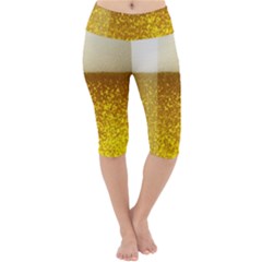 Light Beer Texture Foam Drink In A Glass Lightweight Velour Cropped Yoga Leggings by Cemarart