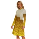 Light Beer Texture Foam Drink In A Glass Long Sleeve Shirt Collar A-Line Dress View2