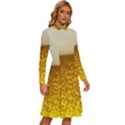 Light Beer Texture Foam Drink In A Glass Long Sleeve Shirt Collar A-Line Dress View3