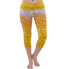 Liquid Bubble Drink Beer With Foam Texture Capri Yoga Leggings by Cemarart