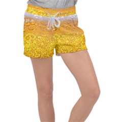 Liquid Bubble Drink Beer With Foam Texture Women s Velour Lounge Shorts by Cemarart