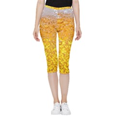 Liquid Bubble Drink Beer With Foam Texture Inside Out Lightweight Velour Capri Leggings  by Cemarart