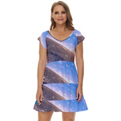 Earth Blue Galaxy Sky Space Short Sleeve Tiered Mini Dress by Cemarart