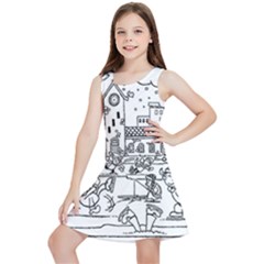 Colouring Page Winter City Skating Kids  Lightweight Sleeveless Dress by Hannah976