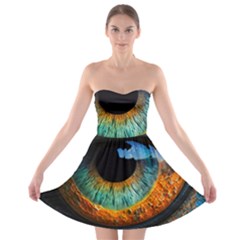 Eye Bird Feathers Vibrant Strapless Bra Top Dress by Hannah976