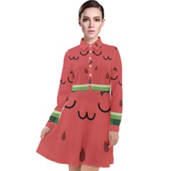 Watermelon Lock Love Long Sleeve Chiffon Shirt Dress by Cemarart