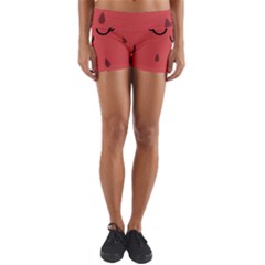 Watermelon Lock Love Yoga Shorts by Cemarart