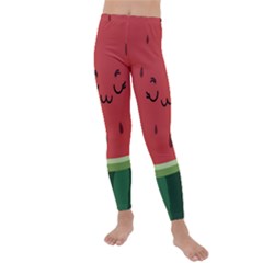 Watermelon Lock Love Kids  Lightweight Velour Leggings by Cemarart