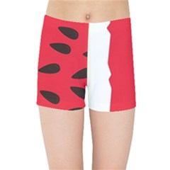 Watermelon Black Green Melon Red Kids  Sports Shorts by Cemarart