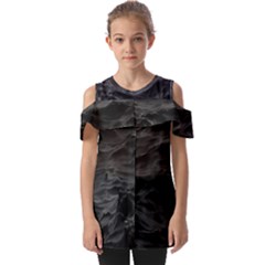 Black Sea Minimalist Dark Aesthetics Vaporwave Fold Over Open Sleeve Top by Cemarart