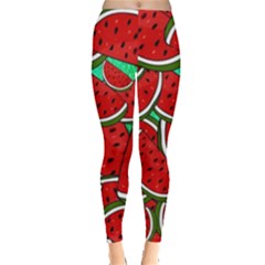 Summer Watermelon Fruit Everyday Leggings  by Cemarart