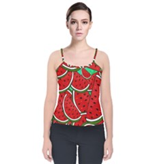 Summer Watermelon Fruit Velvet Spaghetti Strap Top by Cemarart