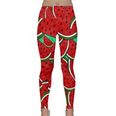 Summer Watermelon Fruit Lightweight Velour Classic Yoga Leggings by Cemarart