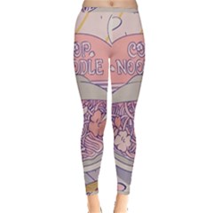 Ramen Kawaii Aesthetic Pink Inside Out Leggings by Cemarart