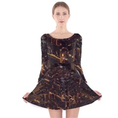 Cube Forma Glow 3d Volume Long Sleeve Velvet Skater Dress by Bedest