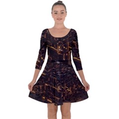 Cube Forma Glow 3d Volume Quarter Sleeve Skater Dress by Bedest