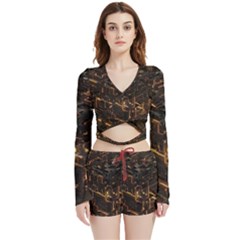 Cube Forma Glow 3d Volume Velvet Wrap Crop Top And Shorts Set by Bedest