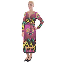 Dancing Colorful Disco Velvet Maxi Wrap Dress by Bajindul