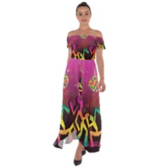 Dancing Colorful Disco Off Shoulder Open Front Chiffon Dress by Bajindul