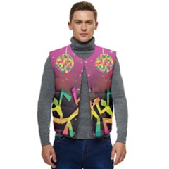 Dancing Colorful Disco Men s Button Up Puffer Vest	 by Bajindul