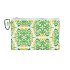 Green Pattern Retro Wallpaper Canvas Cosmetic Bag (medium) by Bajindul