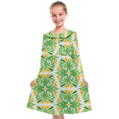 Green Pattern Retro Wallpaper Kids  Midi Sailor Dress by Bajindul