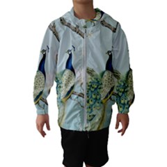 Couple Peacock Bird Spring White Blue Art Magnolia Fantasy Flower Kids  Hooded Windbreaker by Ndabl3x